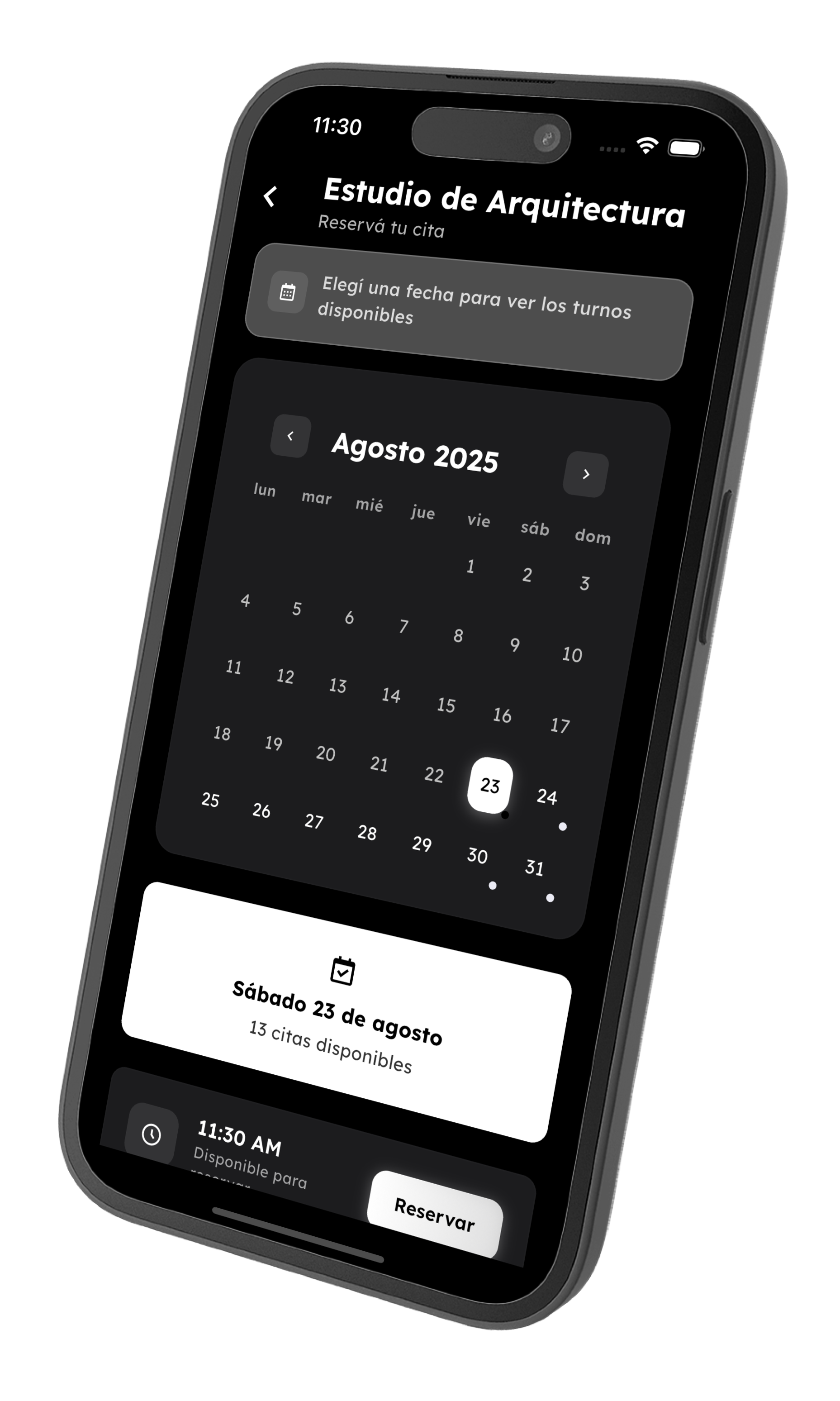Gestión de citas - Modo oscuro