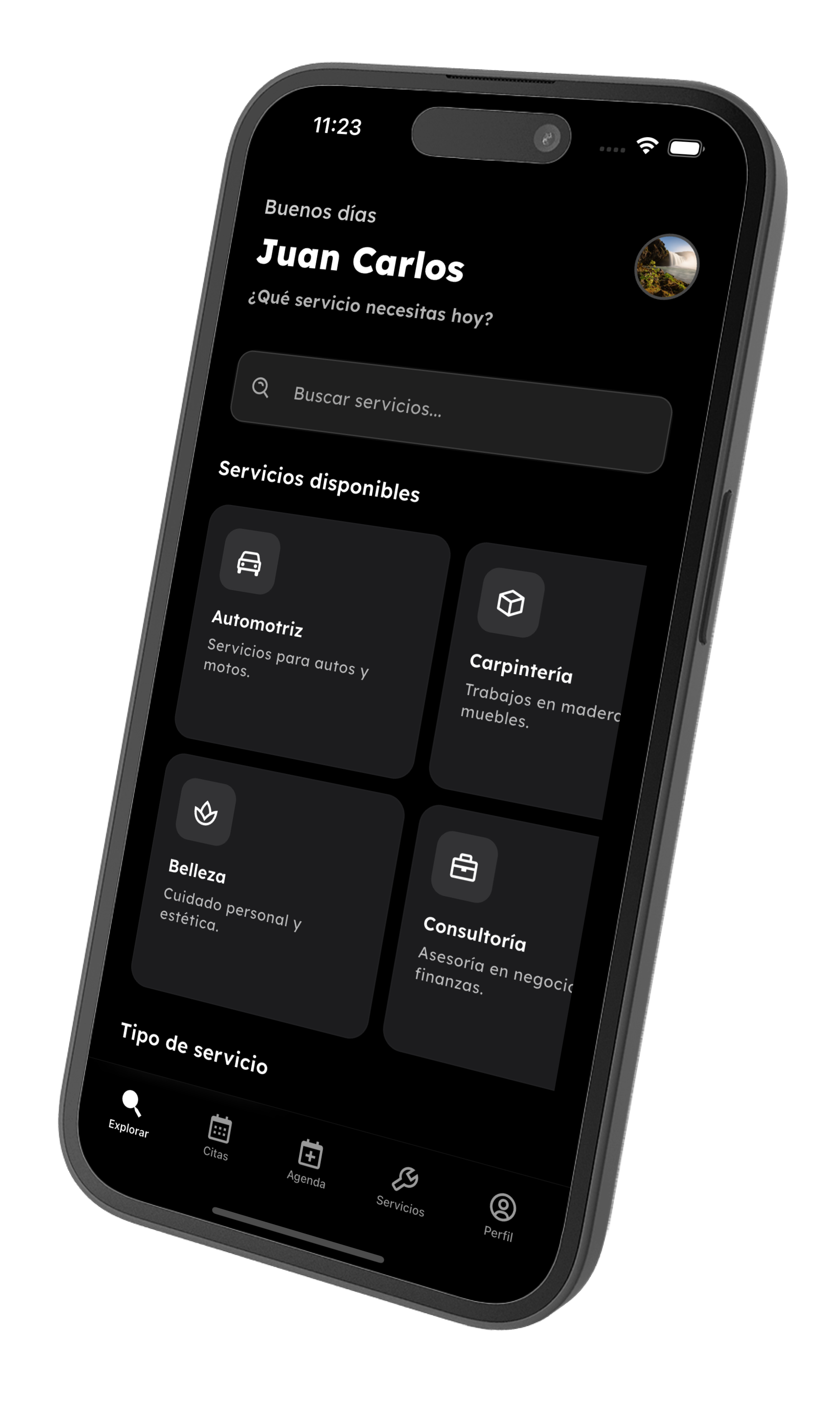 Búsqueda de profesionales - Modo oscuro